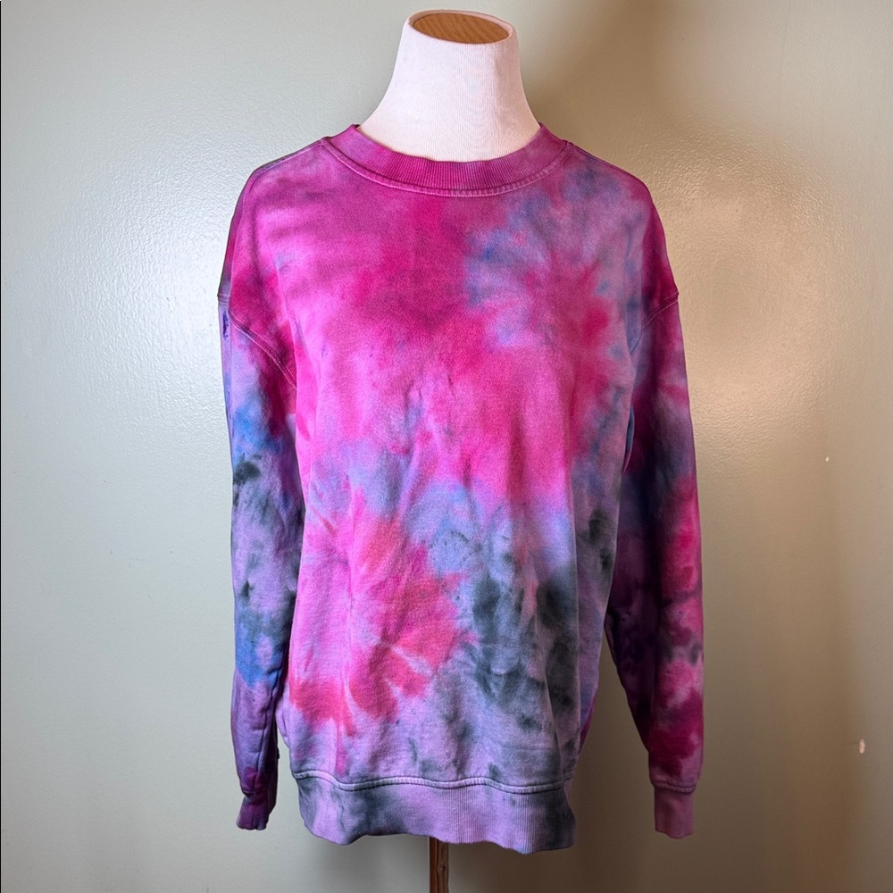 Tie-Dye Crewneck Sweatshirt- Pink & Purple